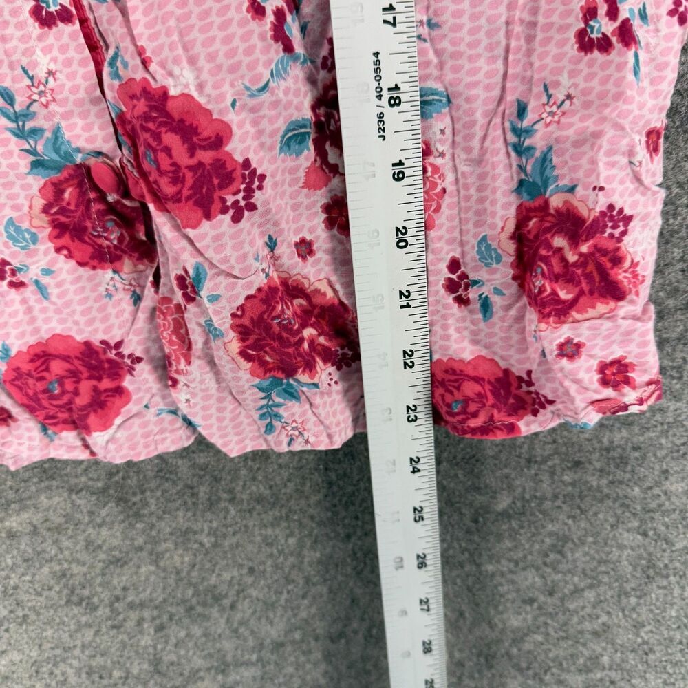 Cyberjammies Sleepshirt Women 10 Pink Floral Button Up Collared Short Sleeve - Picture 6 of 7
